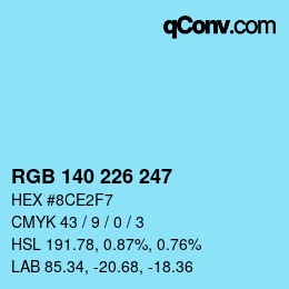 Color code: RGB 140 226 247 | qconv.com