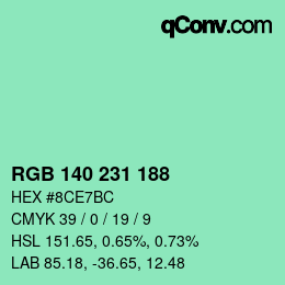 Color code: RGB 140 231 188 | qconv.com