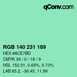 Color code: RGB 140 231 189 | qconv.com