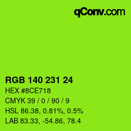 颜色代码: RGB 140 231 24 | qconv.com