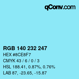 Color code: RGB 140 232 247 | qconv.com