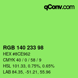 Color code: RGB 140 233 98 | qconv.com