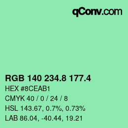 カラーコード: RGB 140 234.8 177.4 | qconv.com