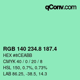 カラーコード: RGB 140 234.8 187.4 | qconv.com
