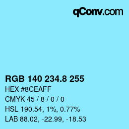 カラーコード: RGB 140 234.8 255 | qconv.com