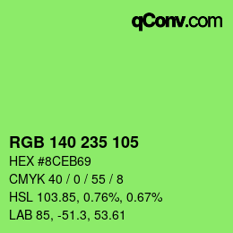 カラーコード: RGB 140 235 105 | qconv.com