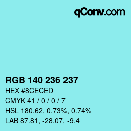 Color code: RGB 140 236 237 | qconv.com