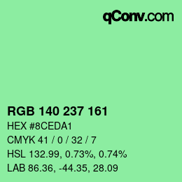 Color code: RGB 140 237 161 | qconv.com