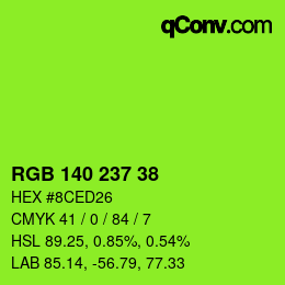 Color code: RGB 140 237 38 | qconv.com