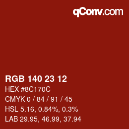 Color code: RGB 140 23 12 | qconv.com