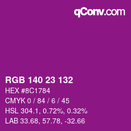 カラーコード: RGB 140 23 132 | qconv.com