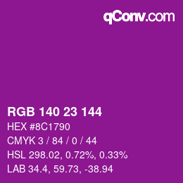 Color code: RGB 140 23 144 | qconv.com