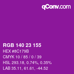 カラーコード: RGB 140 23 155 | qconv.com
