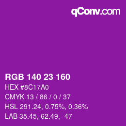 Color code: RGB 140 23 160 | qconv.com