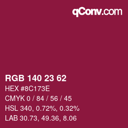 Color code: RGB 140 23 62 | qconv.com