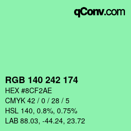 Color code: RGB 140 242 174 | qconv.com