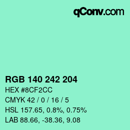 Color code: RGB 140 242 204 | qconv.com