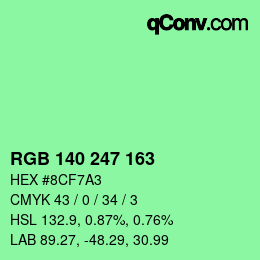 カラーコード: RGB 140 247 163 | qconv.com