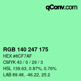 Color code: RGB 140 247 175 | qconv.com
