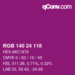 颜色代码: RGB 140 24 118 | qconv.com