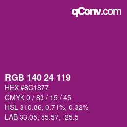 颜色代码: RGB 140 24 119 | qconv.com