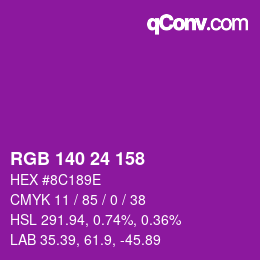 Farbcode: RGB 140 24 158 | qconv.com