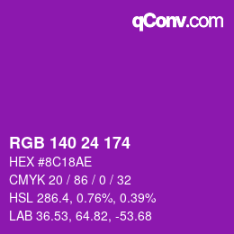 Color code: RGB 140 24 174 | qconv.com