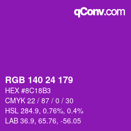 Color code: RGB 140 24 179 | qconv.com