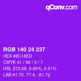 颜色代码: RGB 140 24 237 | qconv.com