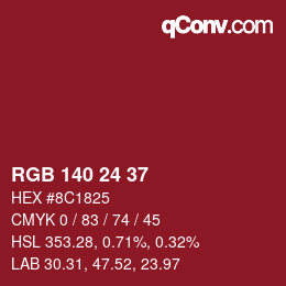 カラーコード: RGB 140 24 37 | qconv.com
