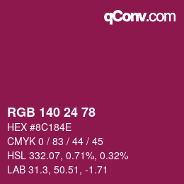 颜色代码: RGB 140 24 78 | qconv.com