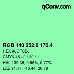 カラーコード: RGB 140 252.8 176.4 | qconv.com