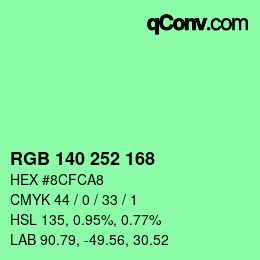 Color code: RGB 140 252 168 | qconv.com