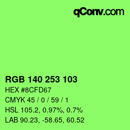 カラーコード: RGB 140 253 103 | qconv.com