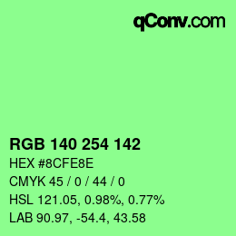 Color code: RGB 140 254 142 | qconv.com