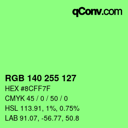 Color code: RGB 140 255 127 | qconv.com