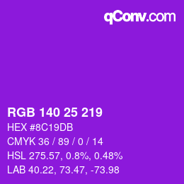Color code: RGB 140 25 219 | qconv.com