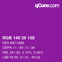 Color code: RGB 140 26 158 | qconv.com