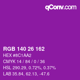 カラーコード: RGB 140 26 162 | qconv.com