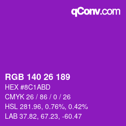 カラーコード: RGB 140 26 189 | qconv.com
