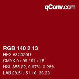 カラーコード: RGB 140 2 13 | qconv.com