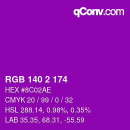 Color code: RGB 140 2 174 | qconv.com
