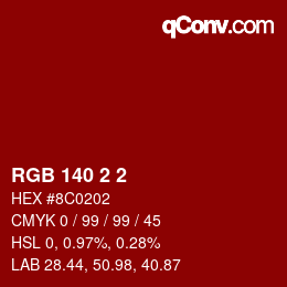 カラーコード: RGB 140 2 2 | qconv.com