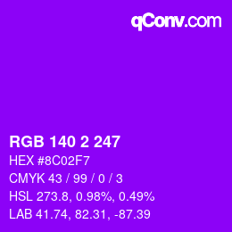 Color code: RGB 140 2 247 | qconv.com