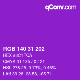 Color code: RGB 140 31 202 | qconv.com