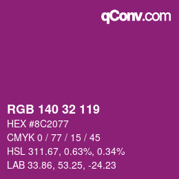 Color code: RGB 140 32 119 | qconv.com