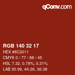 カラーコード: RGB 140 32 17 | qconv.com