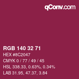 Color code: RGB 140 32 71 | qconv.com