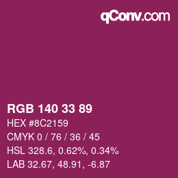 カラーコード: RGB 140 33 89 | qconv.com
