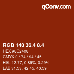カラーコード: RGB 140 36.4 8.4 | qconv.com